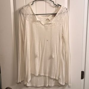 White Crochet detailed Long Sleeve